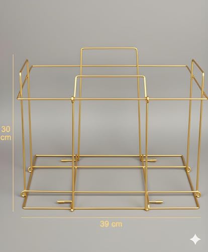 Image of Newspaper Storage Box for Home Iron Wrought Foldable Newspaper Rack Stand, Durable Powder-Coated Organizer for Home Office Library (Golden)