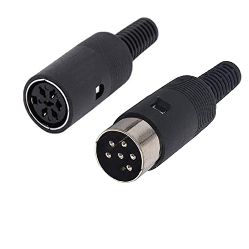 Adaptador DIN 6 pines macho y hembra plástico negro - 3 sets miniatura 2