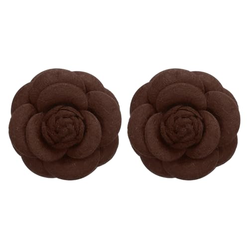 Image of PATIKIL Camellia Fabric Pin, 2 Pcs Flower Brooch Artificial Flowers Brooches for Women Girls Cloth Wedding Party Decor Accessories Jewelry Gift, White