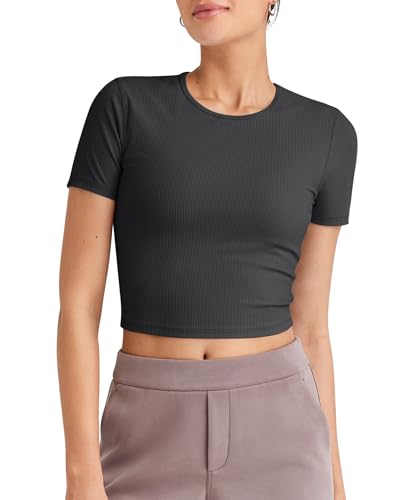 G4Free Workout Shirts Women Slim Fit Athletic Gym Work Out Tops Crop Short Sleeve Basic Yoga Tshirts Casual Summer