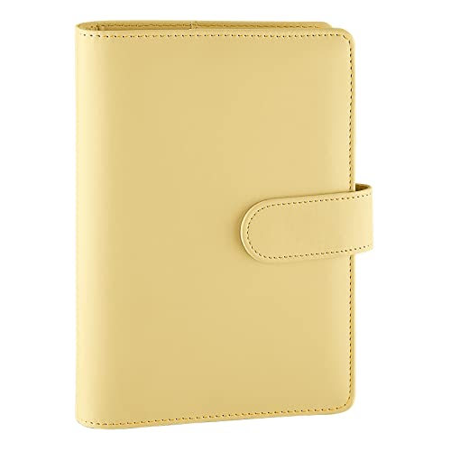 Antner A6 Binder 6 Ring Refillable Notebook Planner Cover for A6 Refill Paper PU Leather Loose Leaf Personal Budget Planner Money Organizer Binder with Magnetic Buckle Closure Yellow