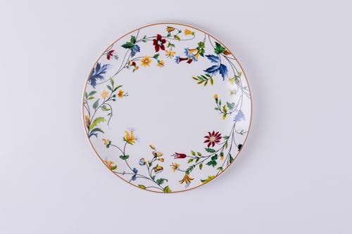 Image of GOLDEN QUEEN'S Snack Plates Set of 4 | Perfect for Snacks, Desserts, Appetizers, Salads, Tapas, Cheese | 7 inches Wide | Microwave Safe - Summer Florals