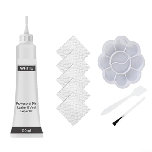 Gdfnmogo Kit de renovación en crema de 50 ml para asientos de coche y sofás con pasta de color y herramientas para reparar arañazos, grietas y peladuras (50 ml, blanco)