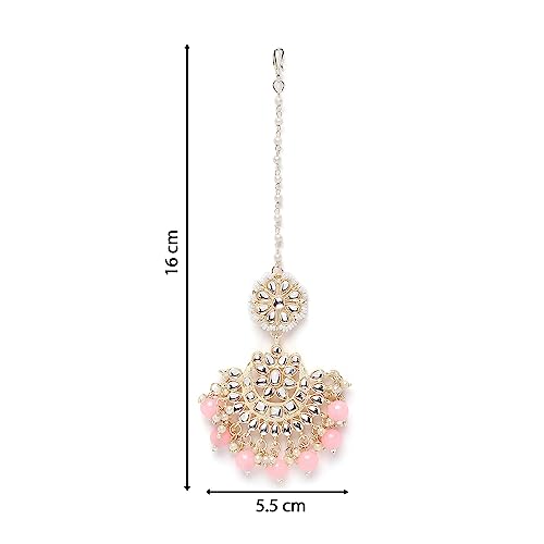 Gold-Plated Maang Tikka with Meenakari Design