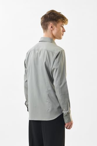 Image of SNITCH Men Formal Shirt | Slim Fit Full Sleeve Classic Collar Solid Pattern | Premium Cotton Blend & Breathable Fabric for Office