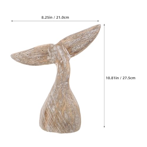 Statuette queue de baleine en bois rustique style bord de mer pour table - 3
