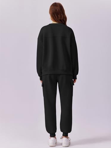 PINSPARK Two Piece Sets for Women Sweatsuit Drawstring Cargo Jogger Sets with 4 Pockets 2025 Airport Outfits Fall Tracksuit3