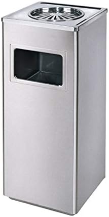 Trashcan Outdoor Indoor/Outdoor Stainless Steel Trash Can Large with Ashtray Dustbins Hotel Company Unit Waste Recycling Compost Bins Recycling (Color : Black)