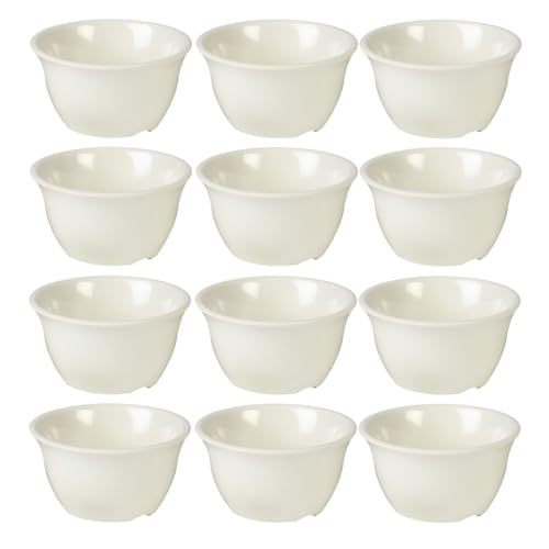 TrueCraftware- 7 oz Bouillon Cup Ivory Color Melamine Set of 12- Dishwasher Safe Break-Resistant Reusable Bowls Serving Soup Bowl Broth Cups Soup Bowls Ice Cream Dipping Sauce