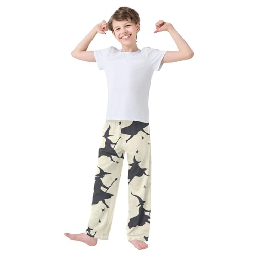 ZZXXB Halloween Witch Boys Long Pants Soft Trousers Elastic Waist Kids Lounge Bottoms with Pockets S-XL3