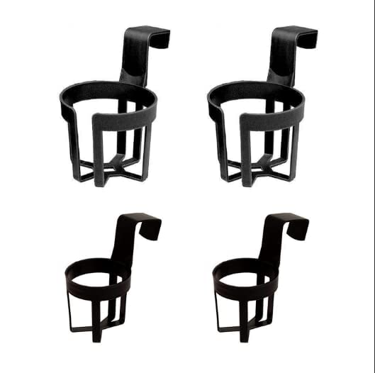 Kit com 4 Porta-Copos Automotivos Pretos de Plástico, 2 Grandes e 2 Pequenos, para Porta, Janela e Banco