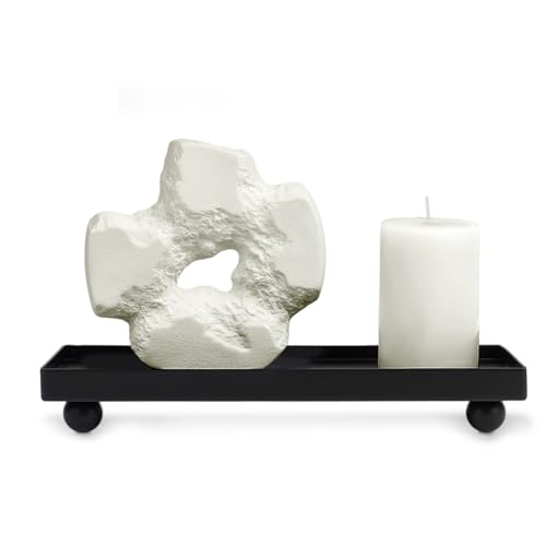 PH PandaHall Vassoio da bagno, nero opaco, vassoio per gioielli, in metallo, rettangolare, vassoio per lavello da cucina, per comò, piano di lavoro, cucina, WC, organizer per candele, sapone profumo