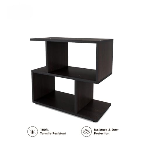 Image of Firebees Modern Bedside Table for Bedroom with Open Storage | Nightstand & Side Tables for Bedroom | End Table, Small Space Coffee Table and Corner Table for Living Room Decor | Dark brown 48x20x43 cm