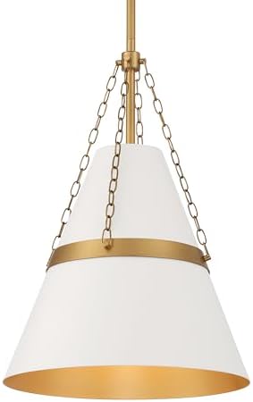 Minka Lavery 3933-879 Springfield 12" Wide Pendant with Steel Shade - Off White Cream and Legacy Brass