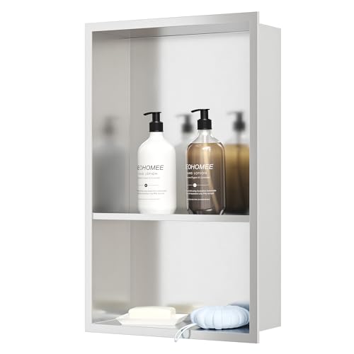 Neodrain Wandnische Dusche Edelstahl Duschnische mit Regal Doppelnische Lagerung für Badezimmer 45 x 30cm
