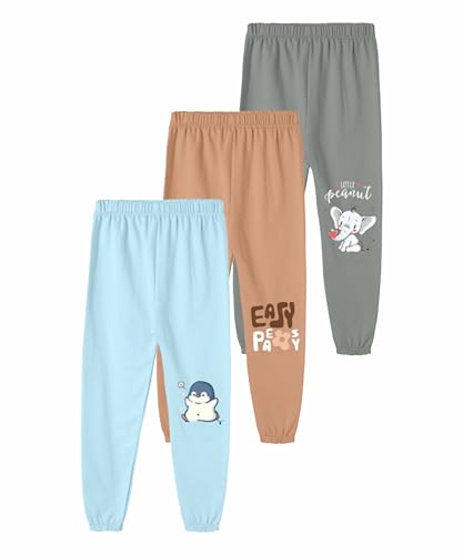Image of SHODOX Girls Cotton Blend Printed Regular fit Track Pants (Pack of 3)