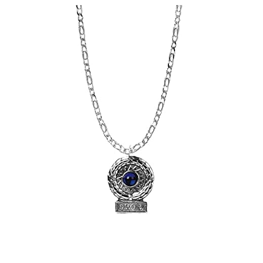 Roman Victory BLUE Gem RVPP engelskt tennemblem på 925 sterlingsilver 66 cm halsband