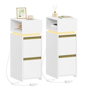 HEXCELEN Nachttisch Schmal 2er Set Weiß