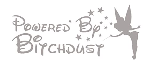 Image of Cartat2s Powered by Bitchdust Vinyl Decal Diva | 7.5 X 3.3 and 12 Colors to Choose from | Car Truck SUV RV Window and Body Sticker (Silver)
