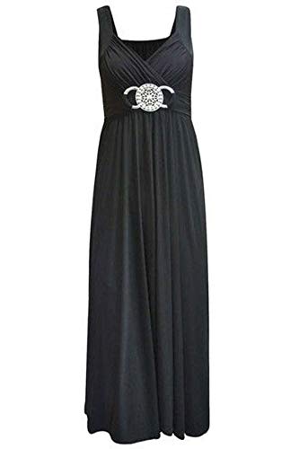Womens Sleeveless Ladies Cross Over Wrap Buckle Belt Back Tie Fastening Long Maxi Dress Plus SizeBlack Size 24 - 26