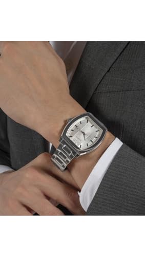Image of GUESS Silver-Tone Barrel Analog Watch