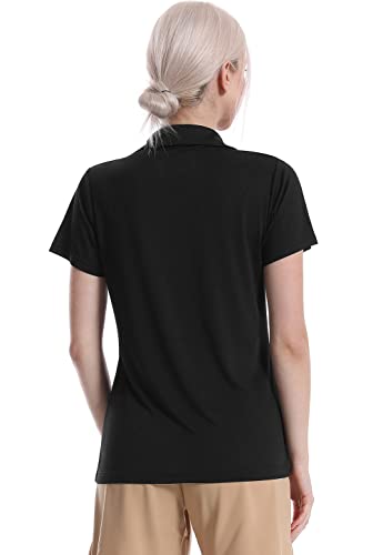 Femdouce Women's Polo Shirts V-Neck Short Sleeve Moisture Wicking Collared Shirts for Women Golf Polo Shirt for Work 1-3 Pack4