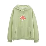 KEEVICI Women Cute Frog Sweatshirt Kawaii Mushroom Hoodie for Teen Girls Aesthetic Cottagecore Cloth
