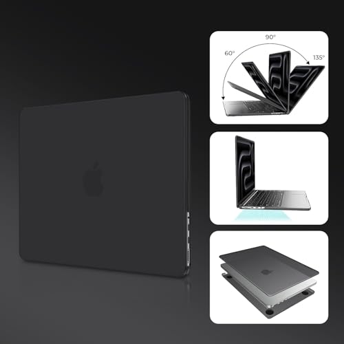 Image of EooCoo Case Compatible with MacBook Pro 14 inch M5 2026-2021 M4 M3 M2 M1 Pro /Max Chip, Matte Grip, Bump-Resistant, Hard Shell Cases with Keyboard Cover, Screen Protector - Space Black