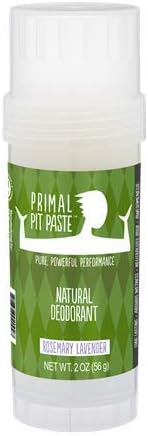 Primal Pit Paste All-Natural Deodorant - Aluminum & Paraben Free - Rosemary Lavender Deodorant Stick
