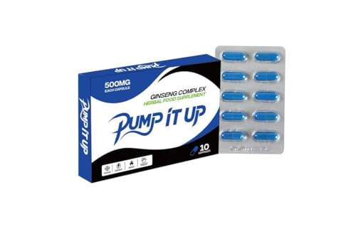 PUMP IT UP 500mg | Stronger | Longer | Harder | Performance | Extra Strength Enhancing Pills, Stamina Endurance Booster Supplement Pills for Men | 10 Ginseng LIBIDO Booster Capsules