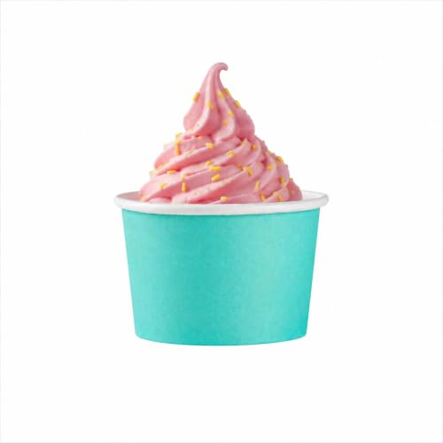 Image of Restaurantware Coppetta 4 Ounce Dessert Cups, 200 Disposable Ice Cream Cups - Lids Sold Separately, Heavy-Duty, Turquoise Paper Frozen Yogurt Bowls, For Hot And Cold Foods