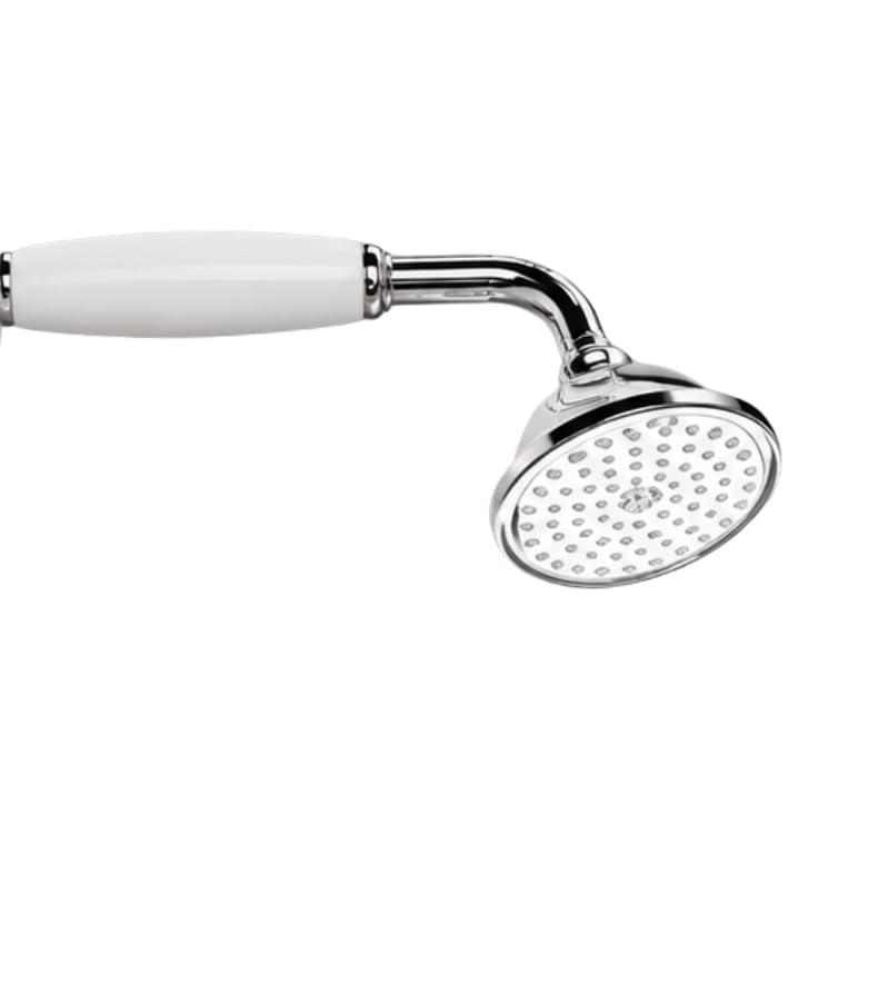 Doccia a Mano CLASSIC.CRO, Cromata con Manico in Plastica Bianca, Stile Classico