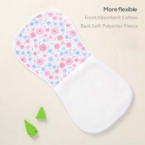 sleepyturtle 5 Pack Baby Burp Cloths, Unisex Newborn Burping Cloths, Soft and Absorbent Muslin Cotton, Large Size for Newborn, (Pink-mg)3