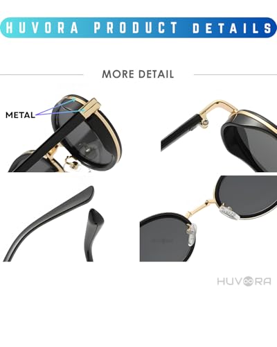 Image of Retro Oval Sunglasses for Men Women - Unisex Vintage Fashion Sun Glasses - Metal Hinge - UV400 Protected Anti Glare Goggles for Man Woman - Branded Stylish Driving Party Sunglass