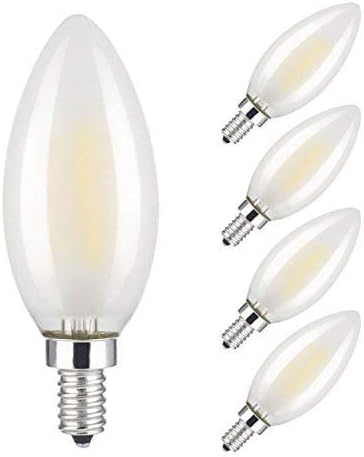 LANSONTECH 6-Watt Frosted LED Filament Candelabra Light Bulb, Dimmable, Warm White 2700K, 60-Watt Incandescent Replacement, 600 Lumens, E12 Candelabra Base, C35 Bullet Top, 5 Pack