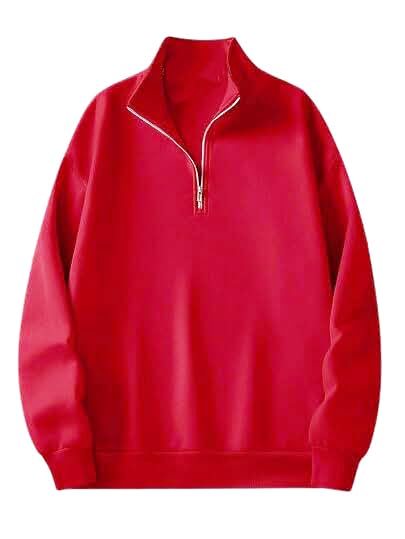Men's Fleece Sweatshirt with Solid Hooded Neck Long Sleeves Half Zipper Regular Fit with Zip-image-37