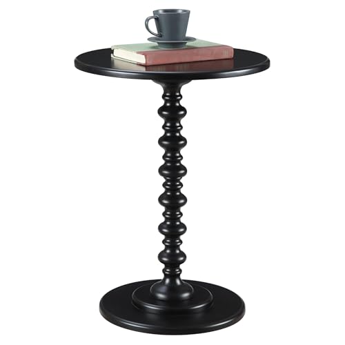Image of Convenience Concepts Palm Beach Spindle Table 17.75 inch - Traditional Round End Table for Living Room, Turned Solid Wood Side Table, Classic Display Pedestal Table, Black