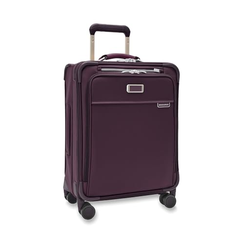Image of Briggs & Riley 21 inch Global Carry On Expandable Spinner - Luggage for International Travel, Suitcases with Wheels, Softside Rolling Bag for Men & Women, Self-Repairing Zipper - Baseline Collection, Plum
