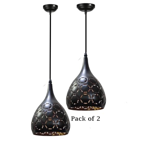 Image of Avior Aluminum Dome Shade Hanging Light Pendant Lamp (Black) (Model 2)