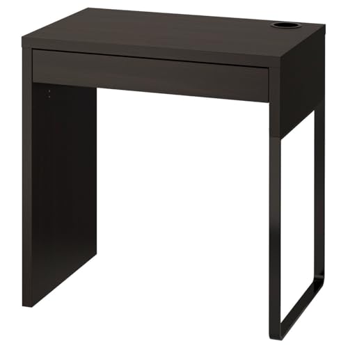 ProTuning MICKE - Escritorio rectangular para oficina en casa, 73 x 50 x 75 cm, color negro-marrón, organización de cables