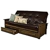 Kodiak furniture washington queen size futon frame with storage drawers wood futon frame with mattress included in java brown color  urban country home decor