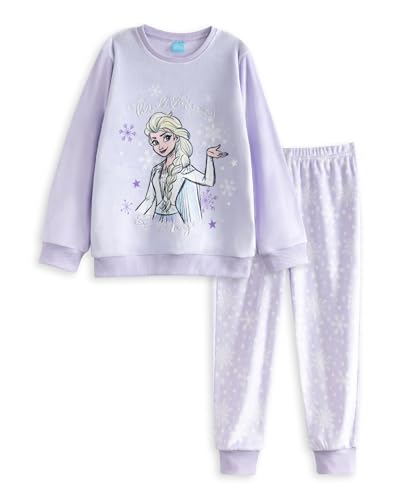 Disney Hellviolettes Pyjama-Set mit Langen Ärmeln und Langen Beinen für Mädchen der Eiskönigin | ELSA Think Magic Be Magic Nachtwäsche |...