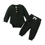 Valcatch Newborn Baby Boy Girl Clothes Twisted Cable Knit Long Sleeve Romper Pants Solid Color Warm Fall Winter Outfits