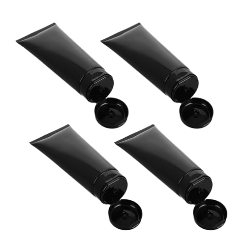 CHILDWEET 4 St Reseset Svarta Kosmetikrör Läckagesäkra Återfyllbara Mjuka Flaskor med Glansig Yta Multifunktionella för Shampoo Lotion och Duschgel Hållbara Mjuka Tuber för Hygienartiklar