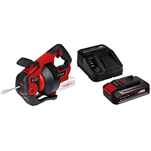 Einhell Furet déboucheur de canalisations sans fil TE-DA 18/760 Li-Solo PXC (18 V, Li-Ion, long flexible spiralé de 7,6 m pour canalisations de diamètre 16...