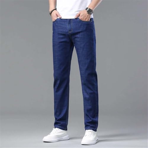 Men's Summer Casual Thin Jeans Classic Stretch Straight Light Business Denim Long Pants4