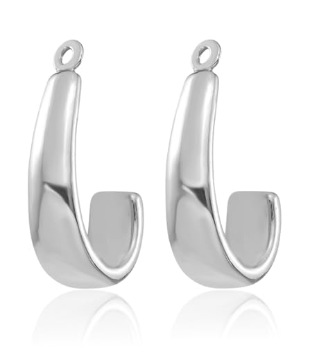 14K Solid White Gold J Hoop Earring Jackets for Studs3