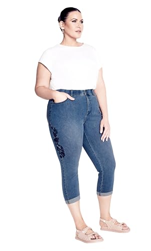 Women's Plus Size Jean Lyric Emb Crop