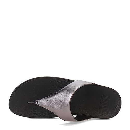 Image of FitFlop I88A68-065 LULU Leather Toepost Classic Pewter Mix US08.5