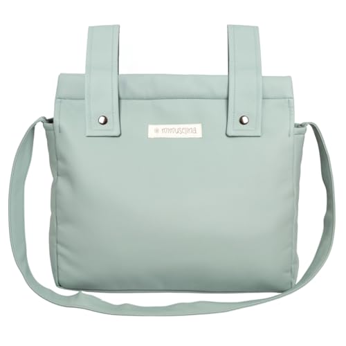 MIMUSELINA Bolso Panera Bolso Carro Bebe Impermeable - Diseño Versátil con Gran Capacidad, Asas Múltiples y Cremallera Segura - Duradera y Fácil de Limpiar - Exterior de Polipiel (Green)